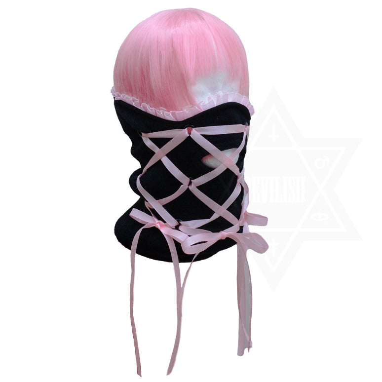 Pink venom face mask neck warmer