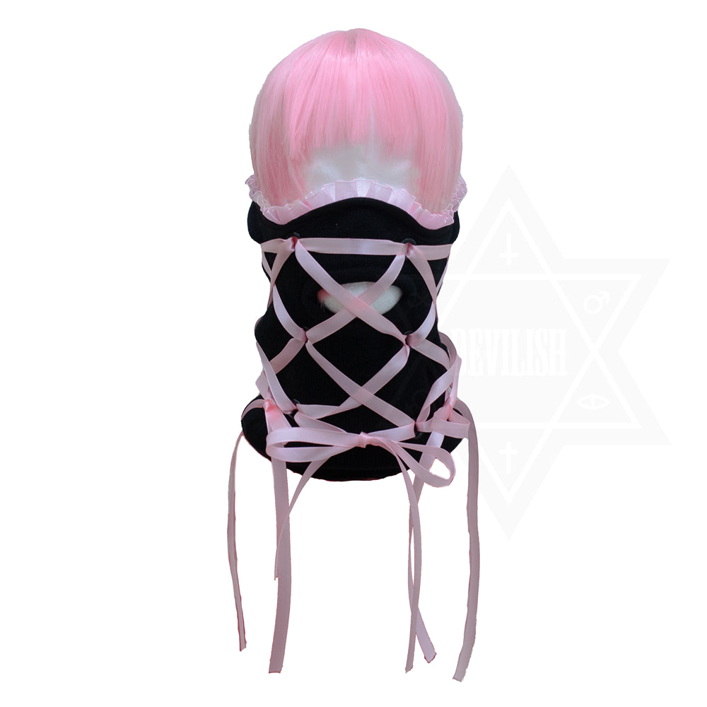 Pink venom face mask neck warmer