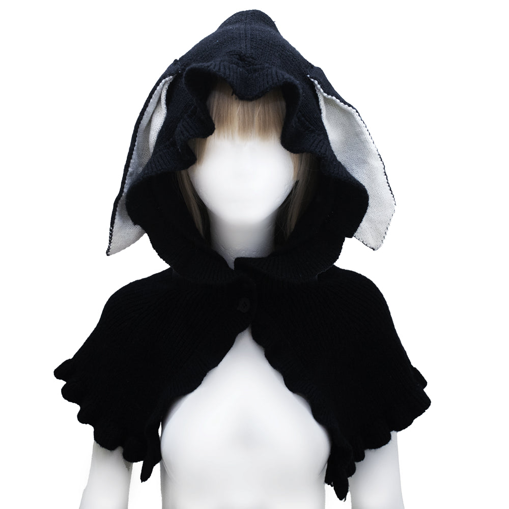black raabit hood hat