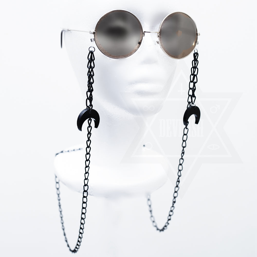 Darkened moon glasses chain