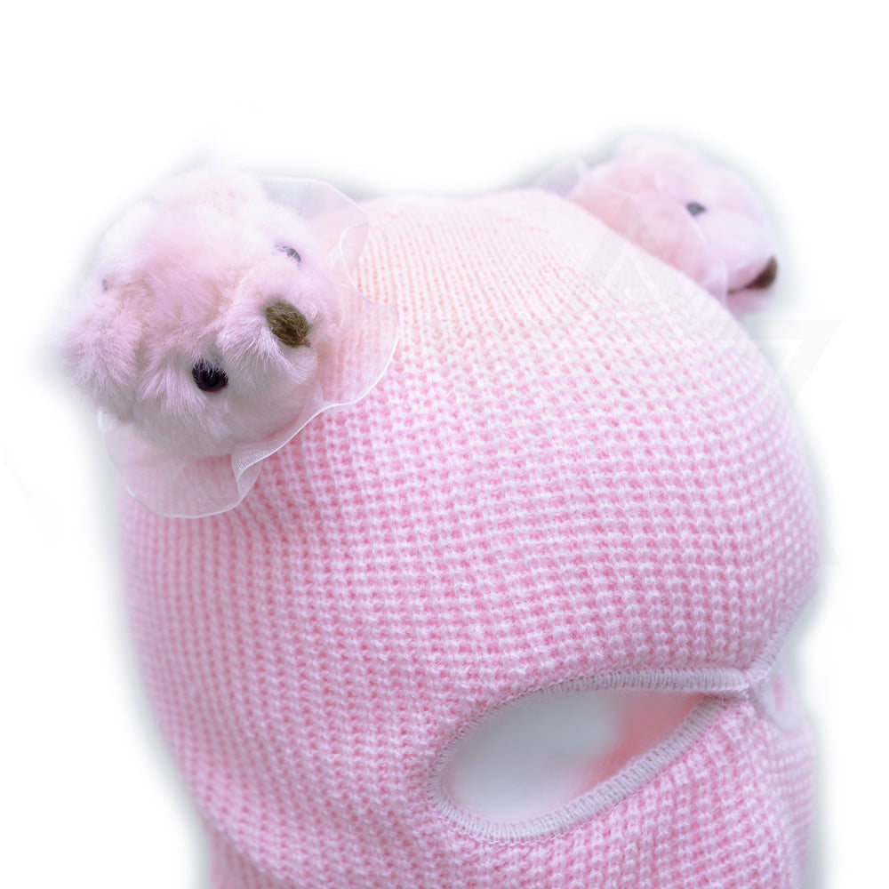 Pink little bears beanie mask