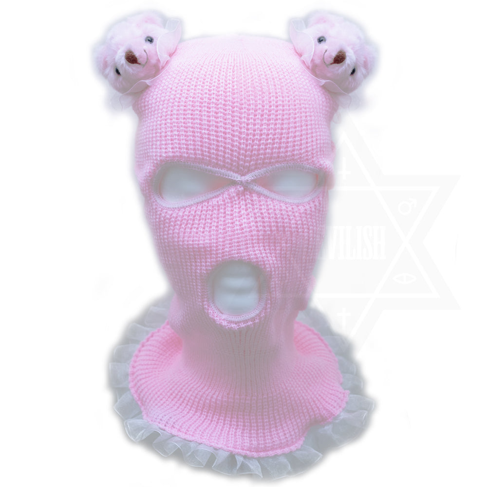 Pink little bears beanie mask