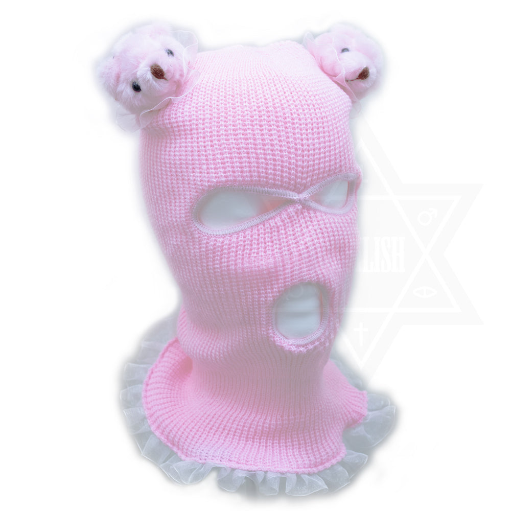 Pink little bears beanie mask