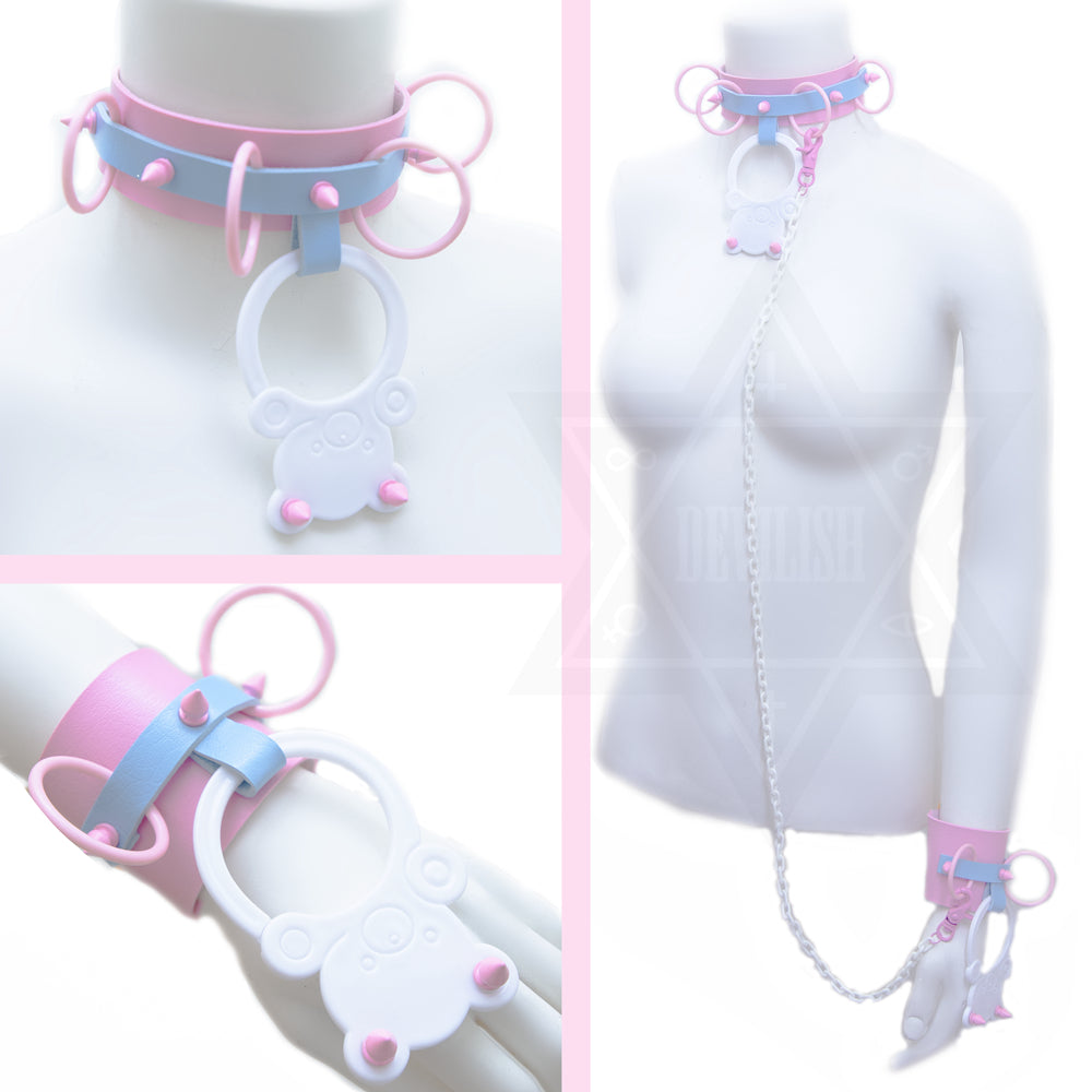 Pastel bear choker link bangle set