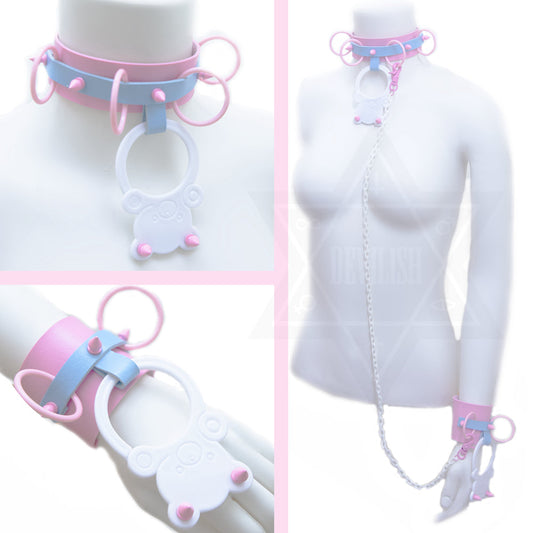 Pastel bear choker link bangle set*