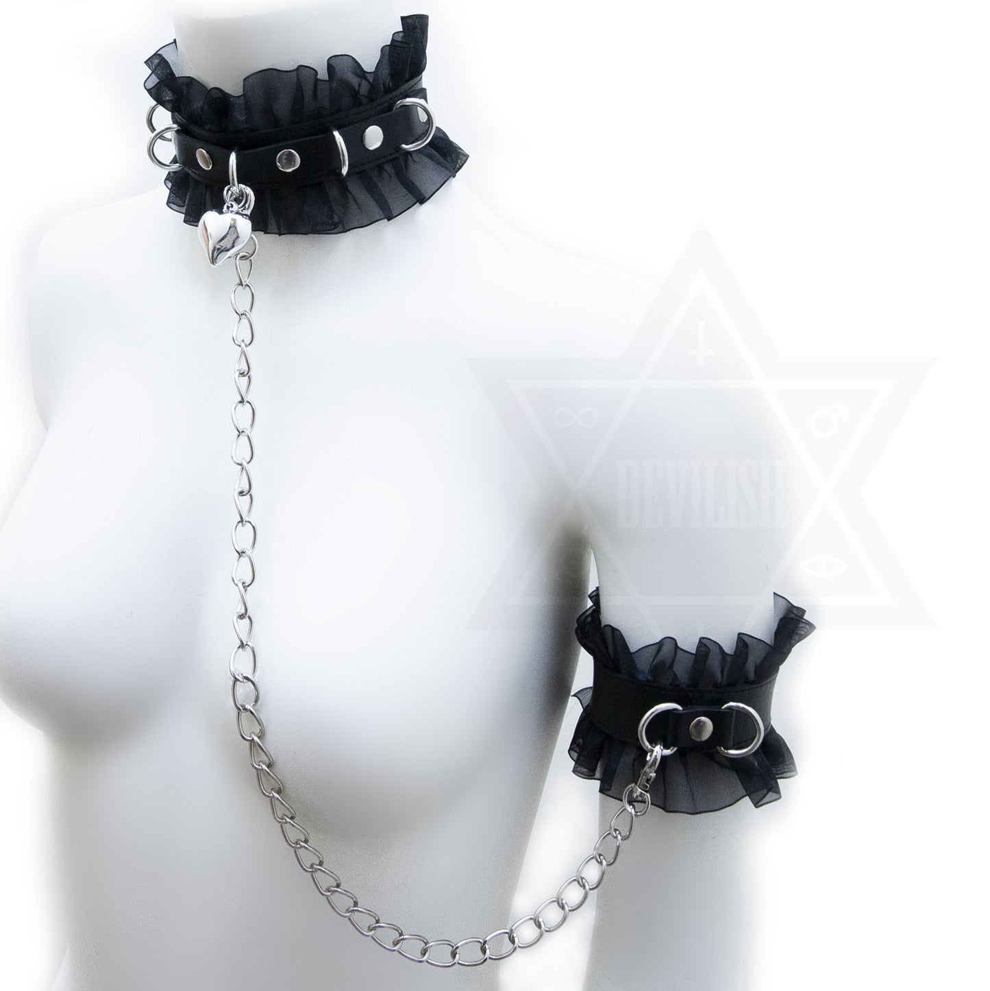 Fetish girl choker arm band set