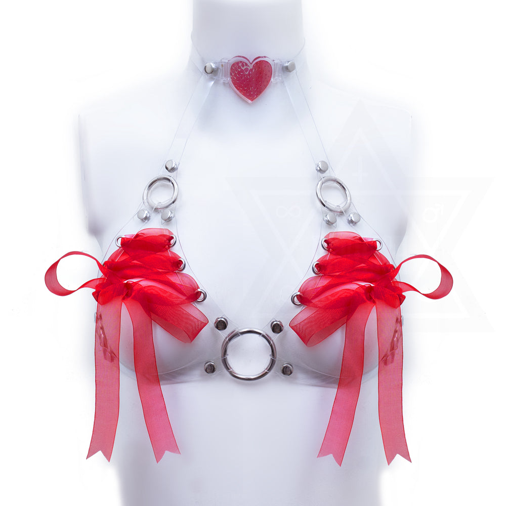 Strawberry heart ribbon harness