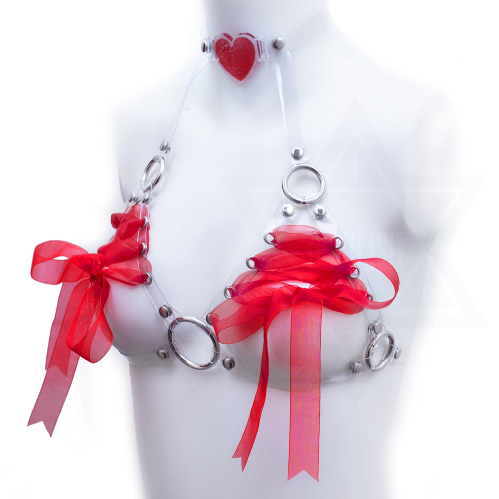 Strawberry heart ribbon harness