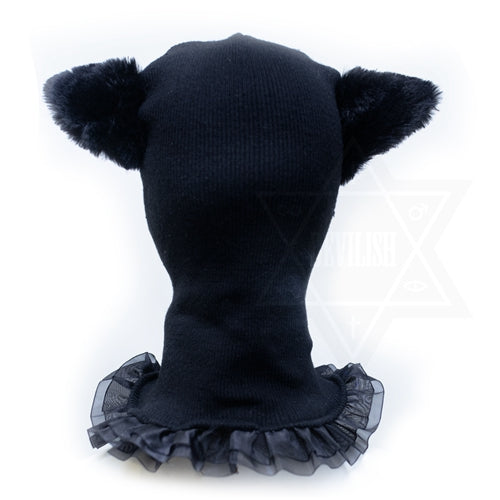 Black cat mask beanie