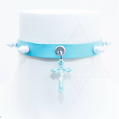 Pastel cross choker(blue,green)