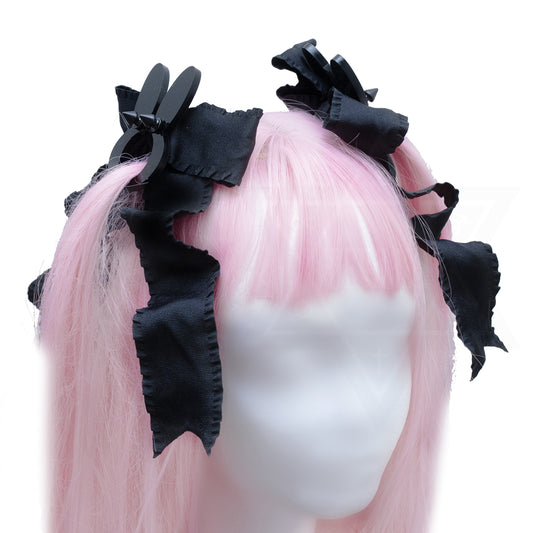 Black rabbit twin tail hair harness