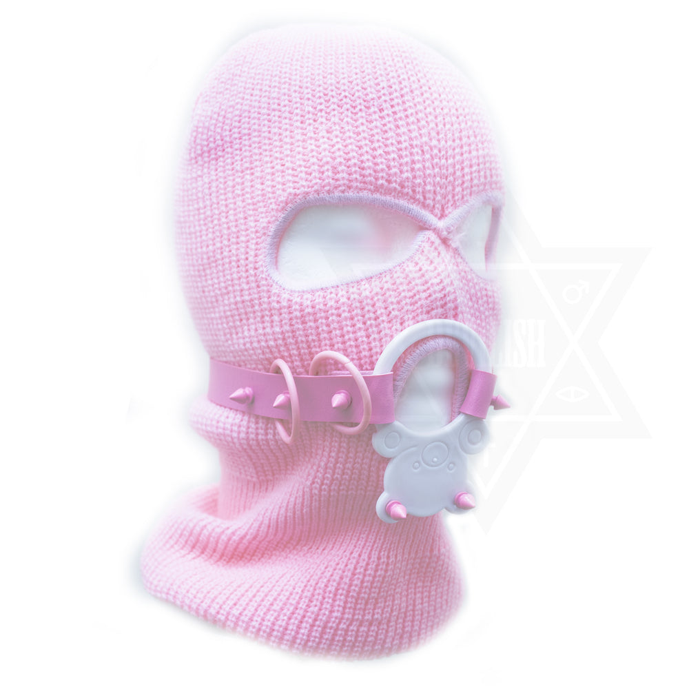 Pastel bear mask beanie