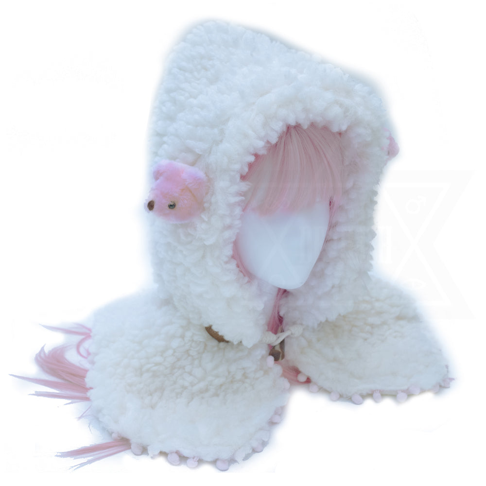 Pink little bears hooded neckwarmer