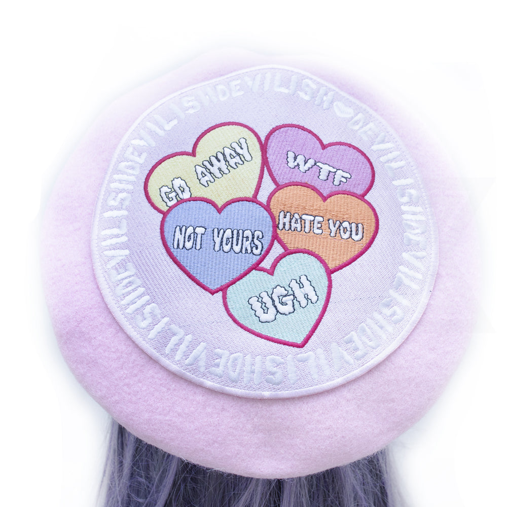 Punky heart beret hat