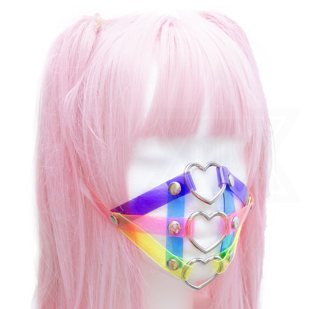 Neon hearts harness mask