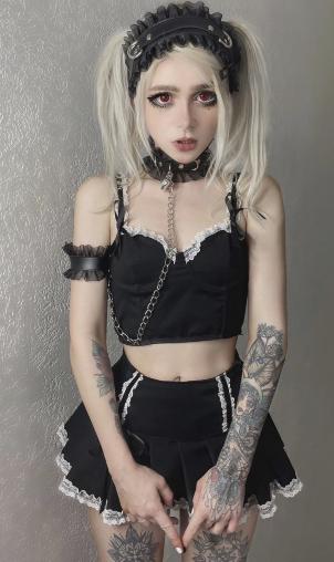 Fetish girl choker arm band set