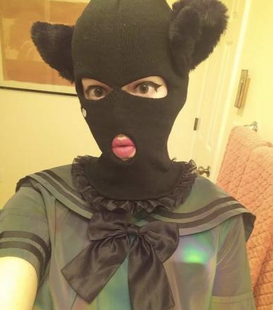 Black cat mask beanie*