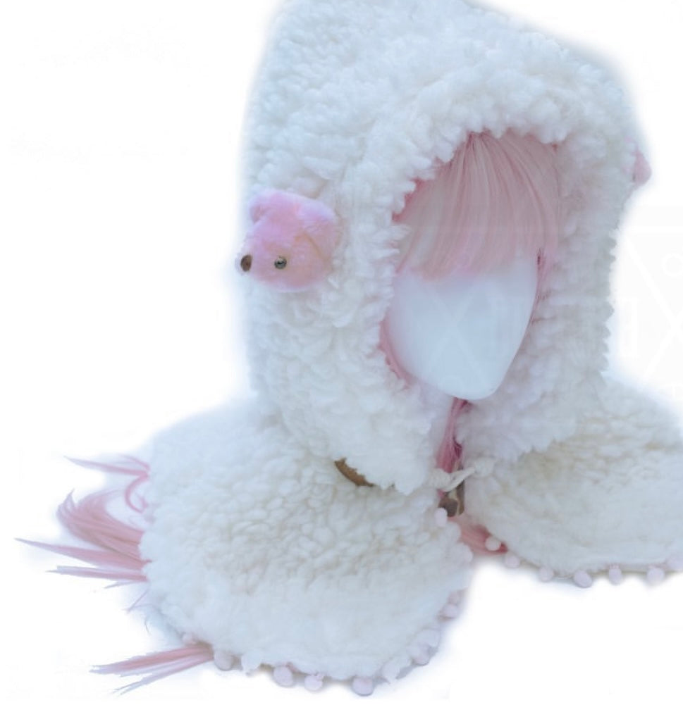 Pink little bears hooded neckwarmer